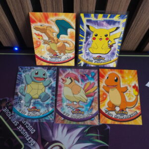 Pack cartes pokemon topps 1999 serie 1 vf logo bleu equipe de sacha dracaufeu pikachu carapuce salameche