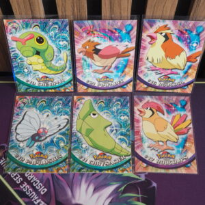 Pack cartes pokemon topps 1999 serie 1 vf logo bleu chenipan chrysacier papilusion roucool roucoups piafabec